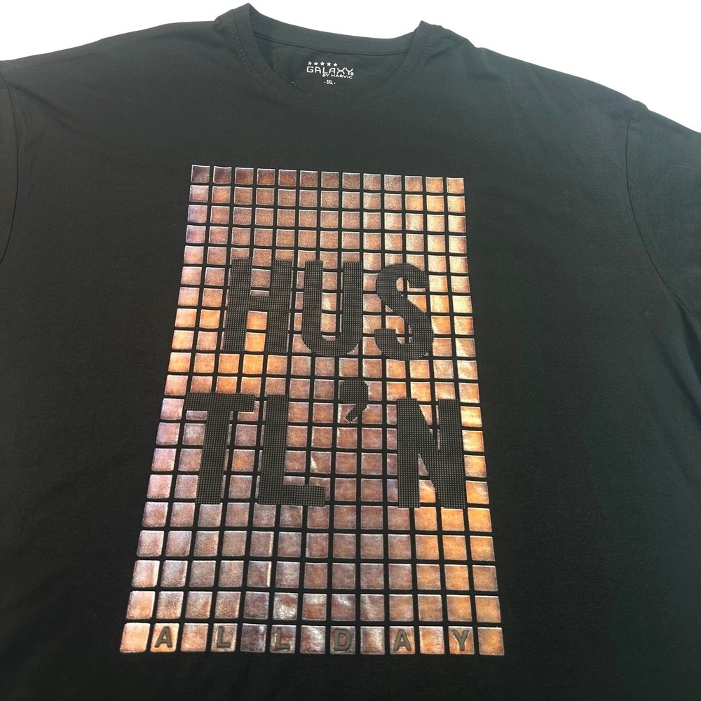 Galaxy By Harvic T-Shirt Mens 3XL Black Hustlin All Day Graphic Tee MSTX-300CL
